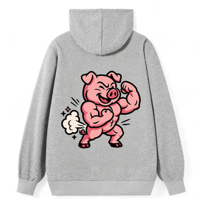 Strong Pig - Classic Pullover Hoodie - Grey