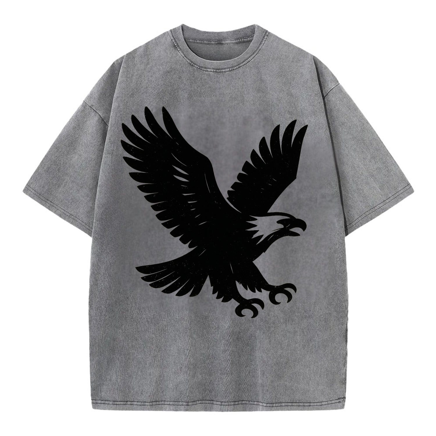 Eagle in flight - liberty and independence ink brushstrokes - Vintage T-shirt - Grey