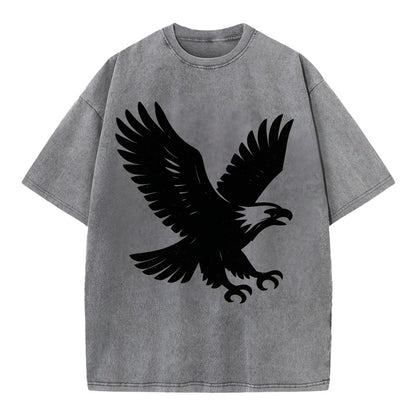Eagle in flight - liberty and independence ink brushstrokes - Vintage T-shirt - Grey