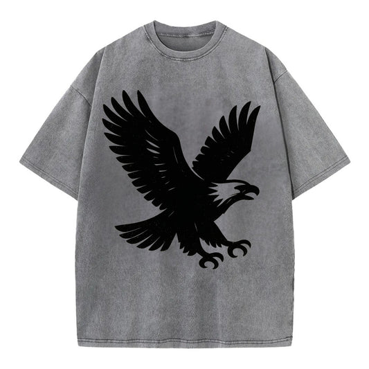 Eagle in flight - liberty and independence ink brushstrokes - Vintage T-shirt - Grey
