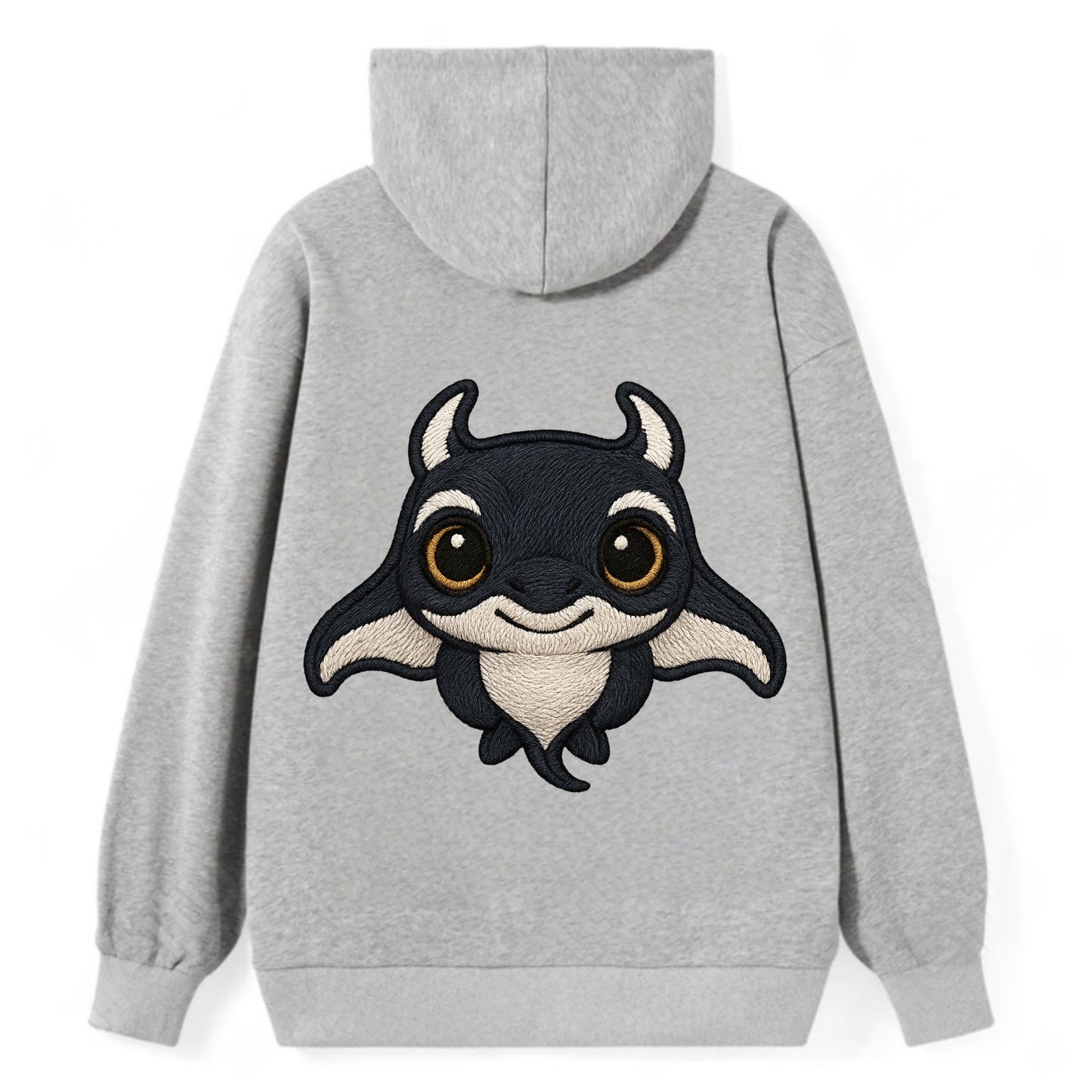Baby Manta Ray - dark with white markings, cephalic fins, gentle eyes, - Classic Pullover Hoodie - Grey
