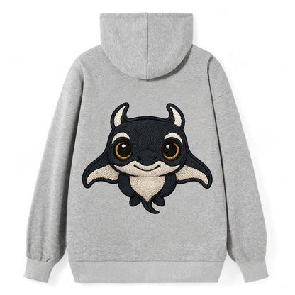 Baby Manta Ray - dark with white markings, cephalic fins, gentle eyes, - Classic Pullover Hoodie - Grey