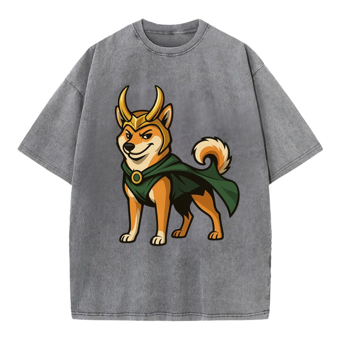 Shiba Inu Loki  - Vintage T-shirt - Grey