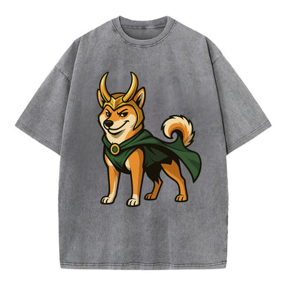 Shiba Inu Loki  - Vintage T-shirt - Grey