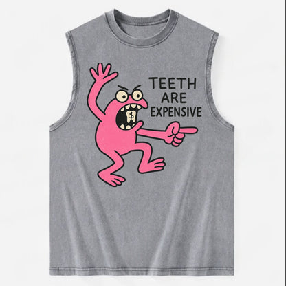TEETH ARE EXPENSIVE | Dollar sign molar - Vintage Washed Tank - Grey