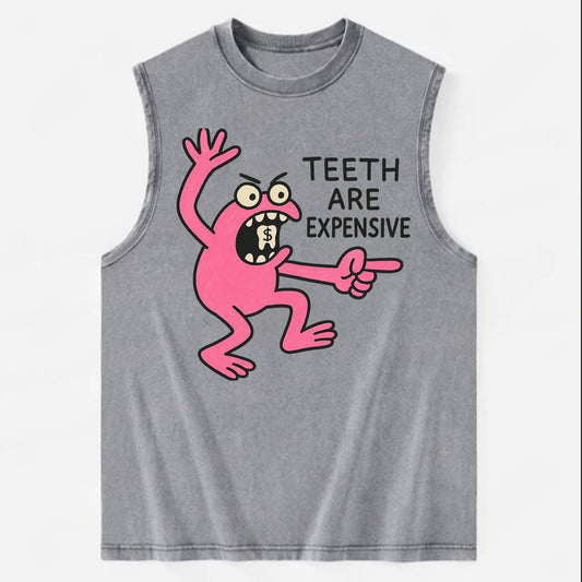 TEETH ARE EXPENSIVE | Dollar sign molar - Vintage Washed Tank - Grey