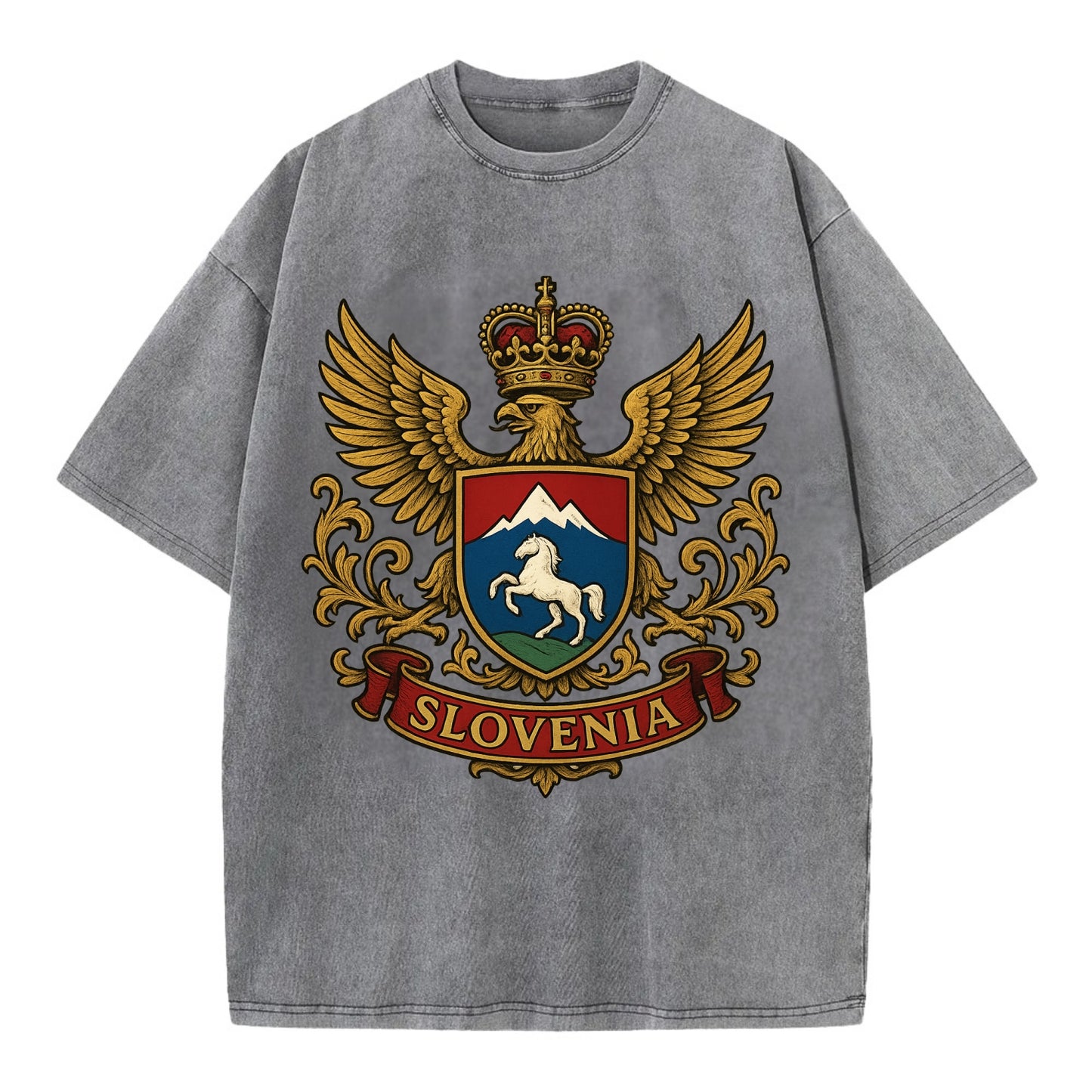 Slovenia Heritage Badge  - Vintage T-shirt - Grey