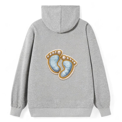 BABY FOOTPRINTS - tiny feet in pink or blue , newborn - Classic Pullover Hoodie - Grey