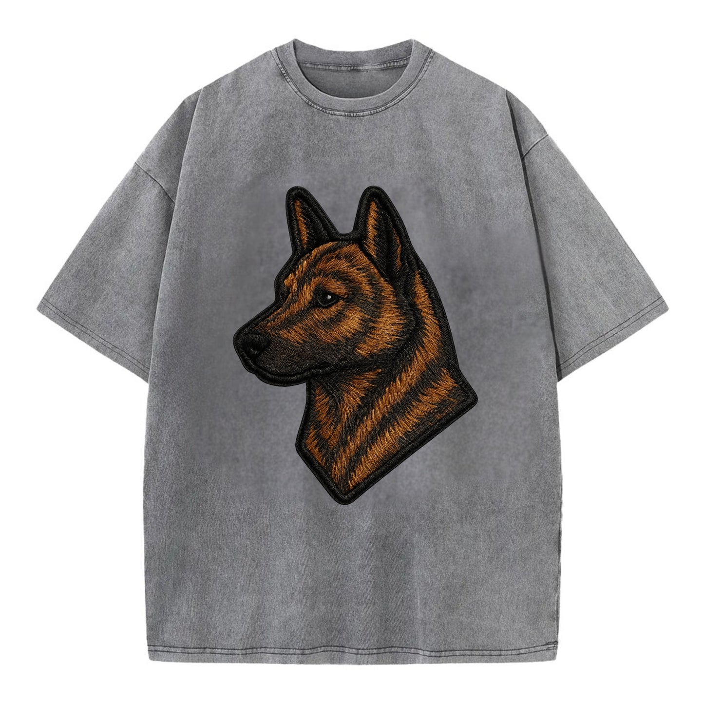 Kai Ken - Modern tiger dog logo with bol - Vintage T-shirt - Grey