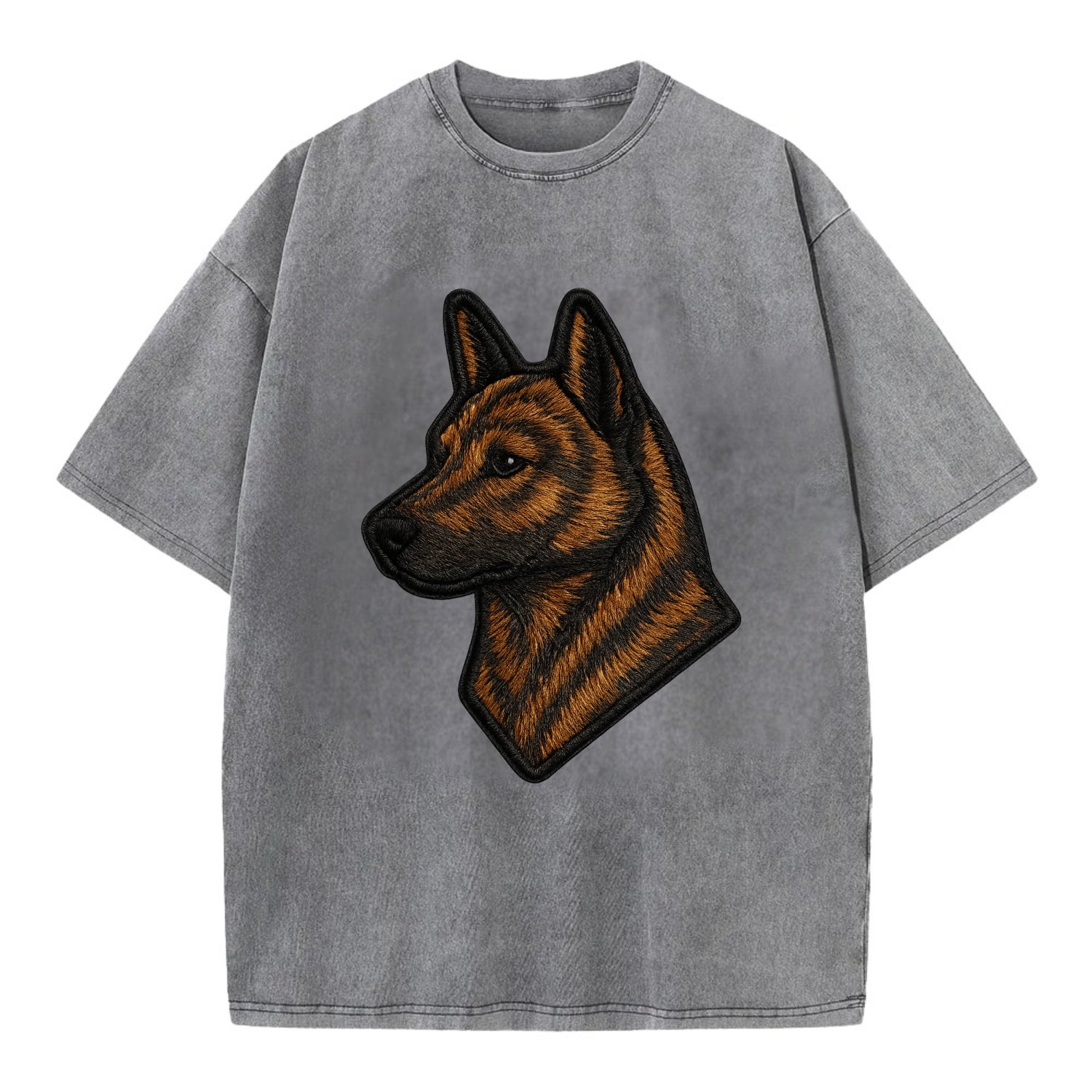 Kai Ken - Modern tiger dog logo with bol - Vintage T-shirt - Grey