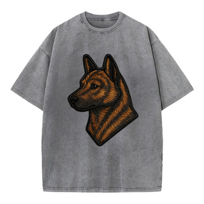 Kai Ken - Modern tiger dog logo with bol - Vintage T-shirt - Grey