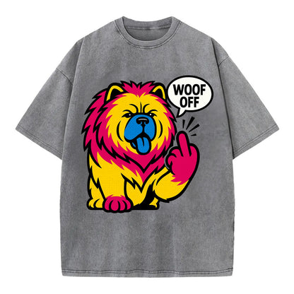 Chow Chow with lion mane and blue-black tongue, fluffy dignified paw up with sass - Vintage T-shirt - Grey
