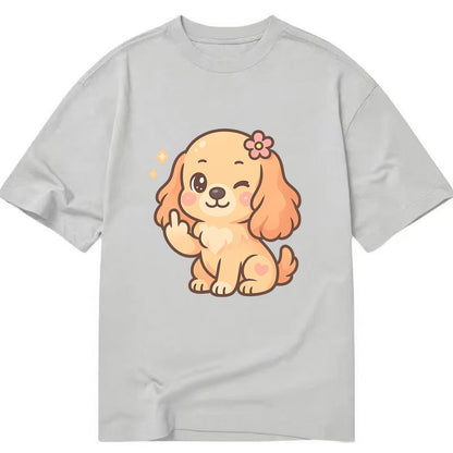 Cocker Spaniel with long wavy ears, gentle face, paw flipping off - Classic T-shirt - Grey