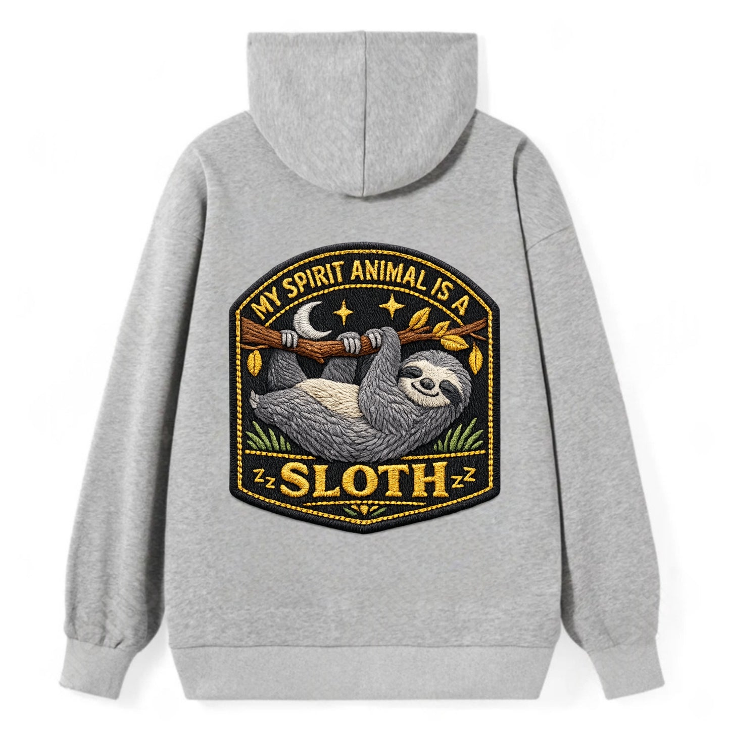 MY SPIRIT ANIMAL IS A SLOTH - lazy sloth in gray , slow life - Classic Pullover Hoodie - Grey
