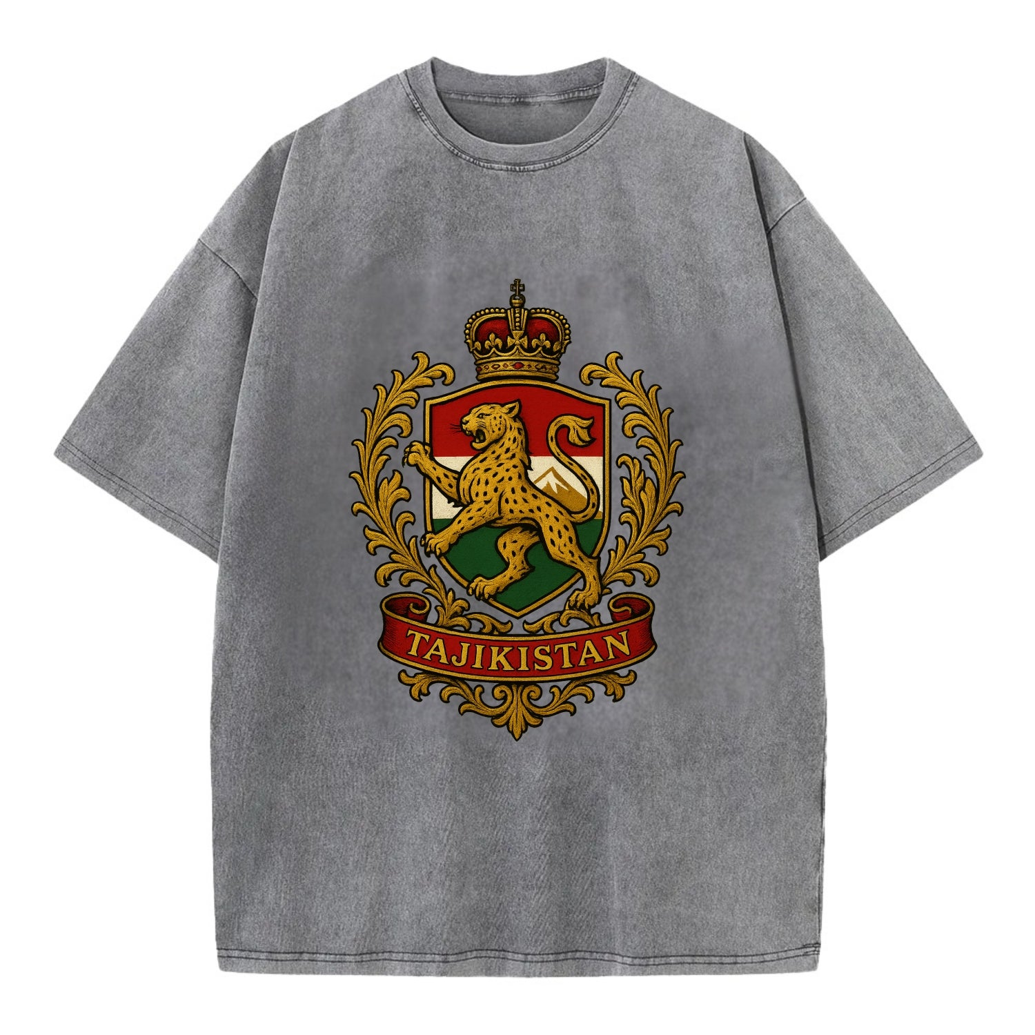 Tajikistan Heritage Badge  - Vintage T-shirt - Grey