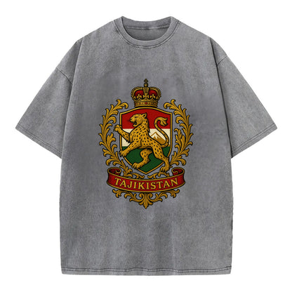 Tajikistan Heritage Badge  - Vintage T-shirt - Grey