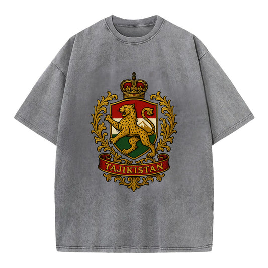Tajikistan Heritage Badge  - Vintage T-shirt - Grey
