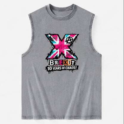 X YEARS | Roman numeral X massive | Union Jack fill pattern | Bold statement - Vintage Washed Tank - Grey