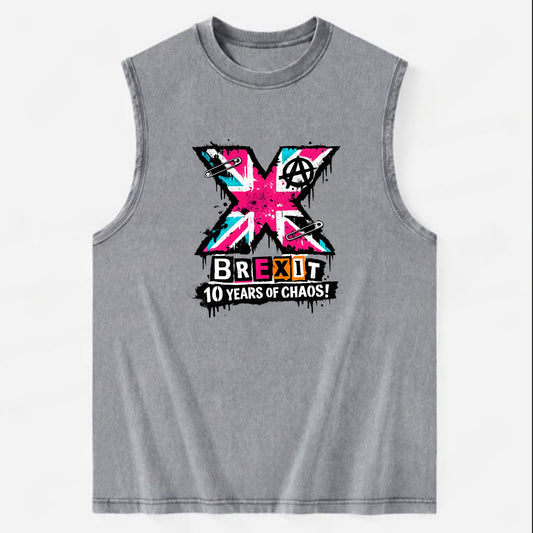 X YEARS | Roman numeral X massive | Union Jack fill pattern | Bold statement - Vintage Washed Tank - Grey