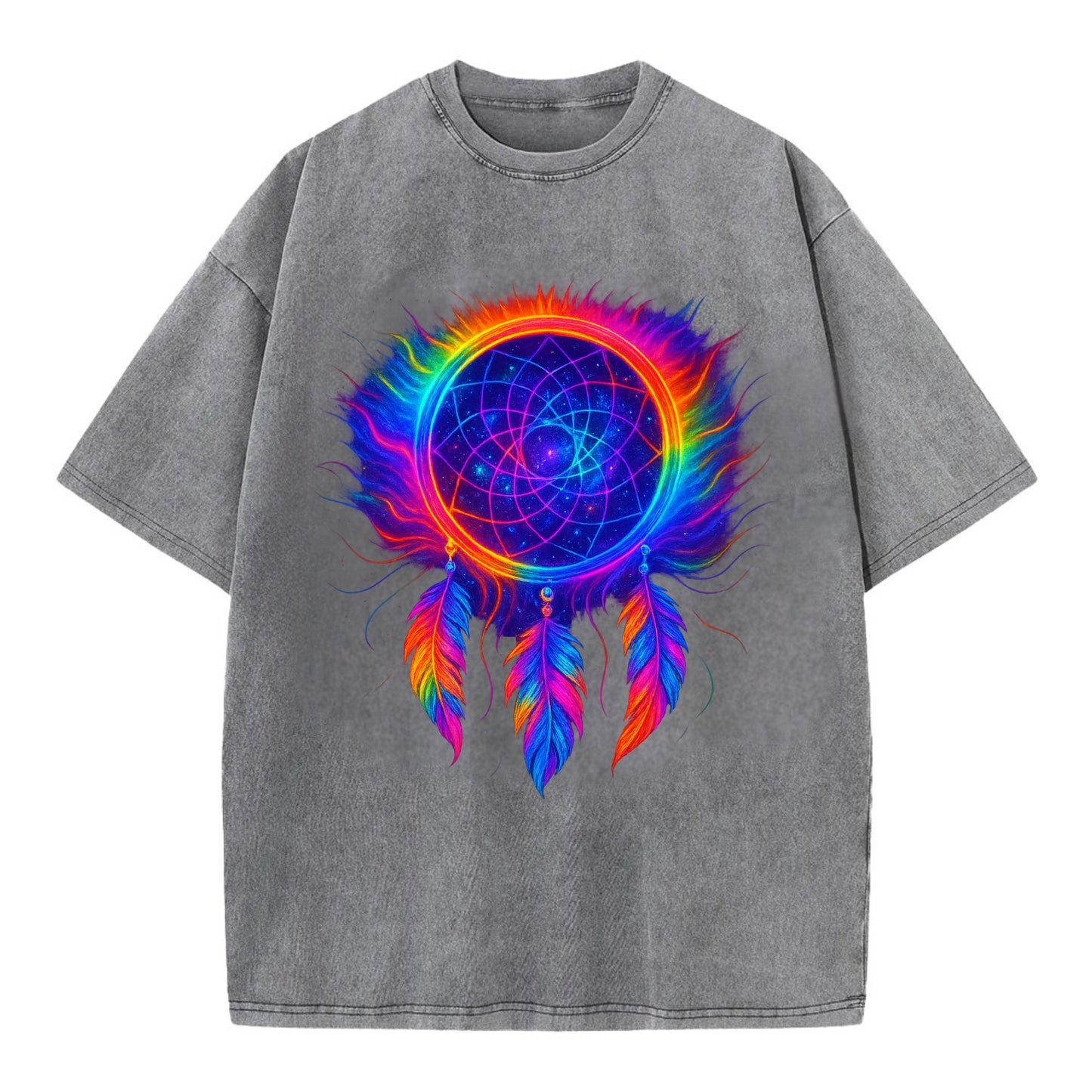 Dream Catcher Universe - Cosmic dreamcat - Vintage T-shirt - Grey