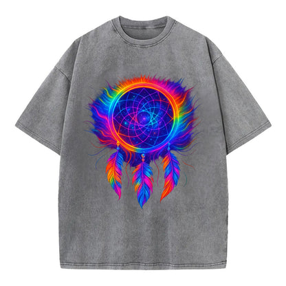 Dream Catcher Universe - Cosmic dreamcat - Vintage T-shirt - Grey