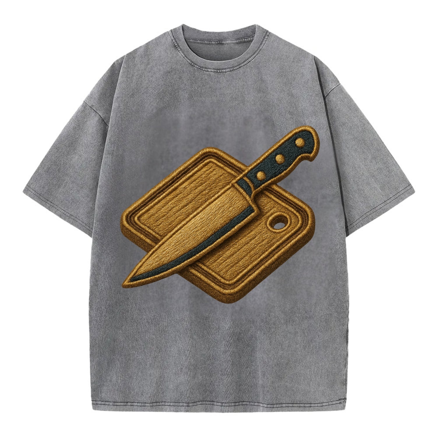 Chef knife with cutting board - culinary enthusiast - Vintage T-shirt - Grey