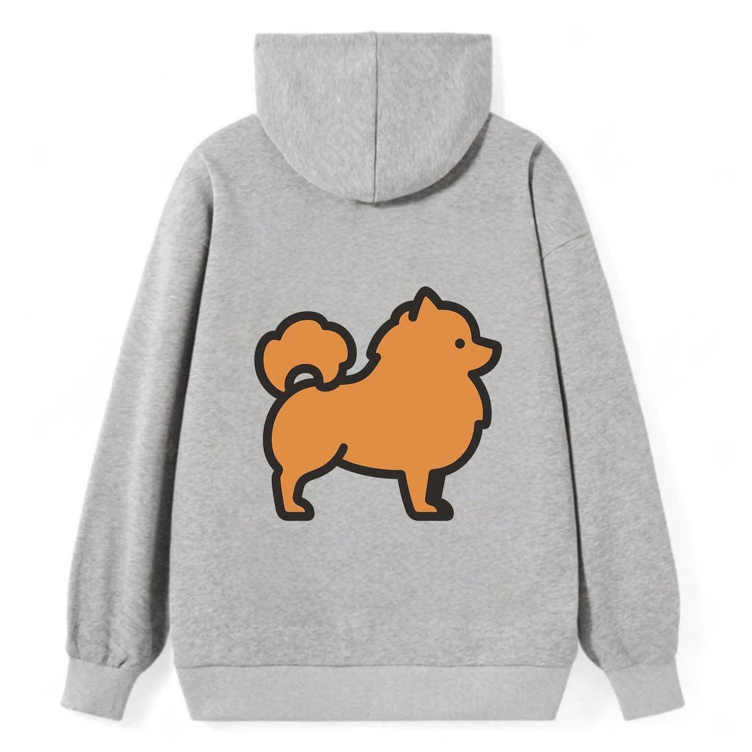 Pomeranian - Orange fluffy flat side profile - Classic Pullover Hoodie - Grey
