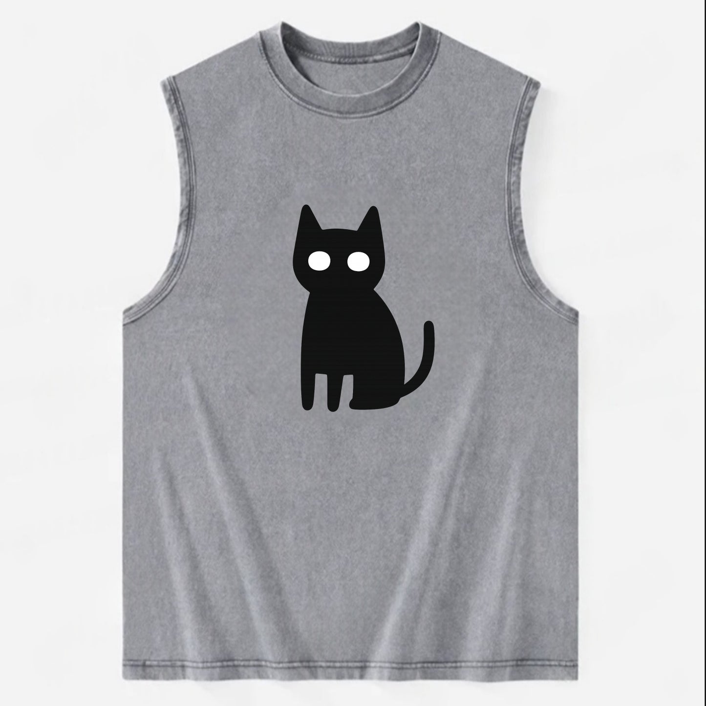 YOU MUST EMBRACE THE VOID | Black cat st - Vintage Washed Tank - Grey