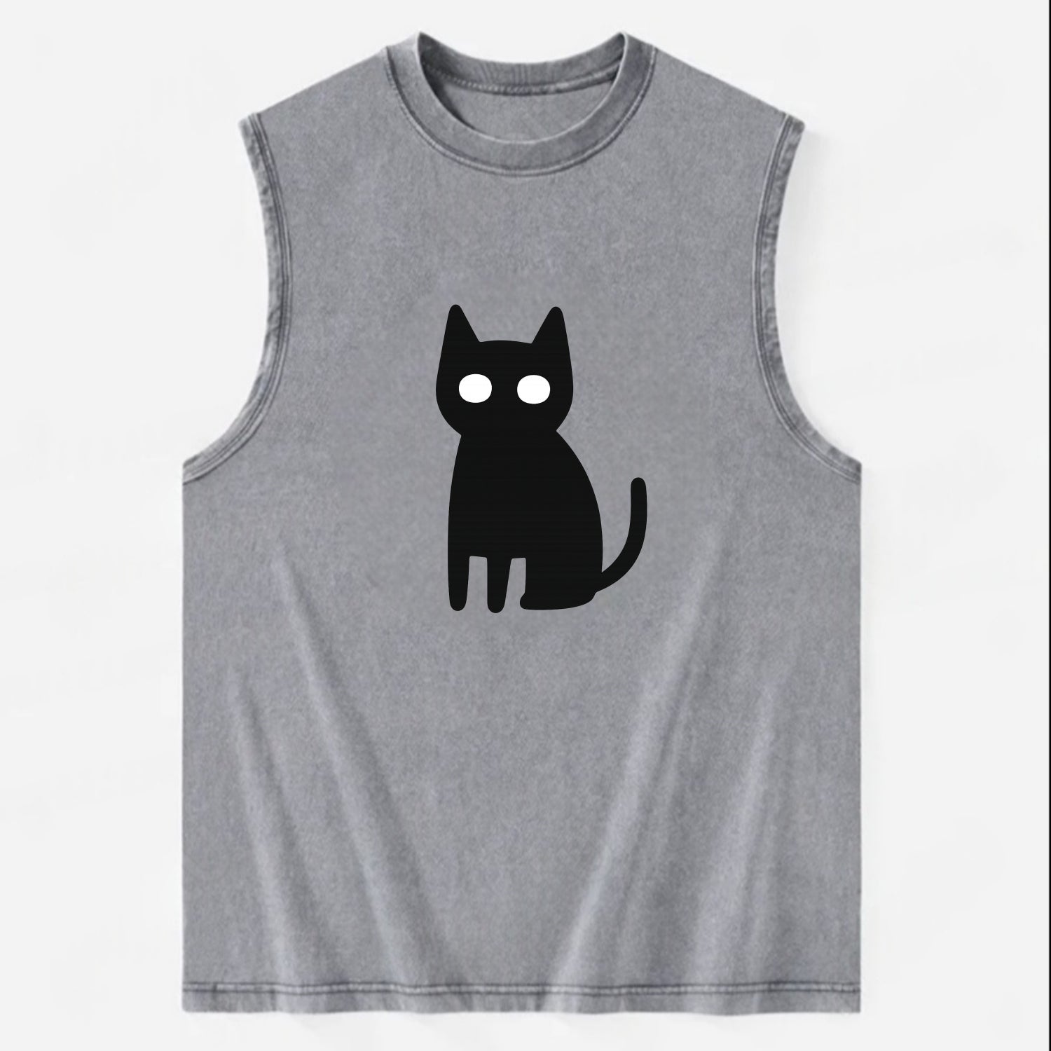 YOU MUST EMBRACE THE VOID | Black cat st - Vintage Washed Tank - Grey