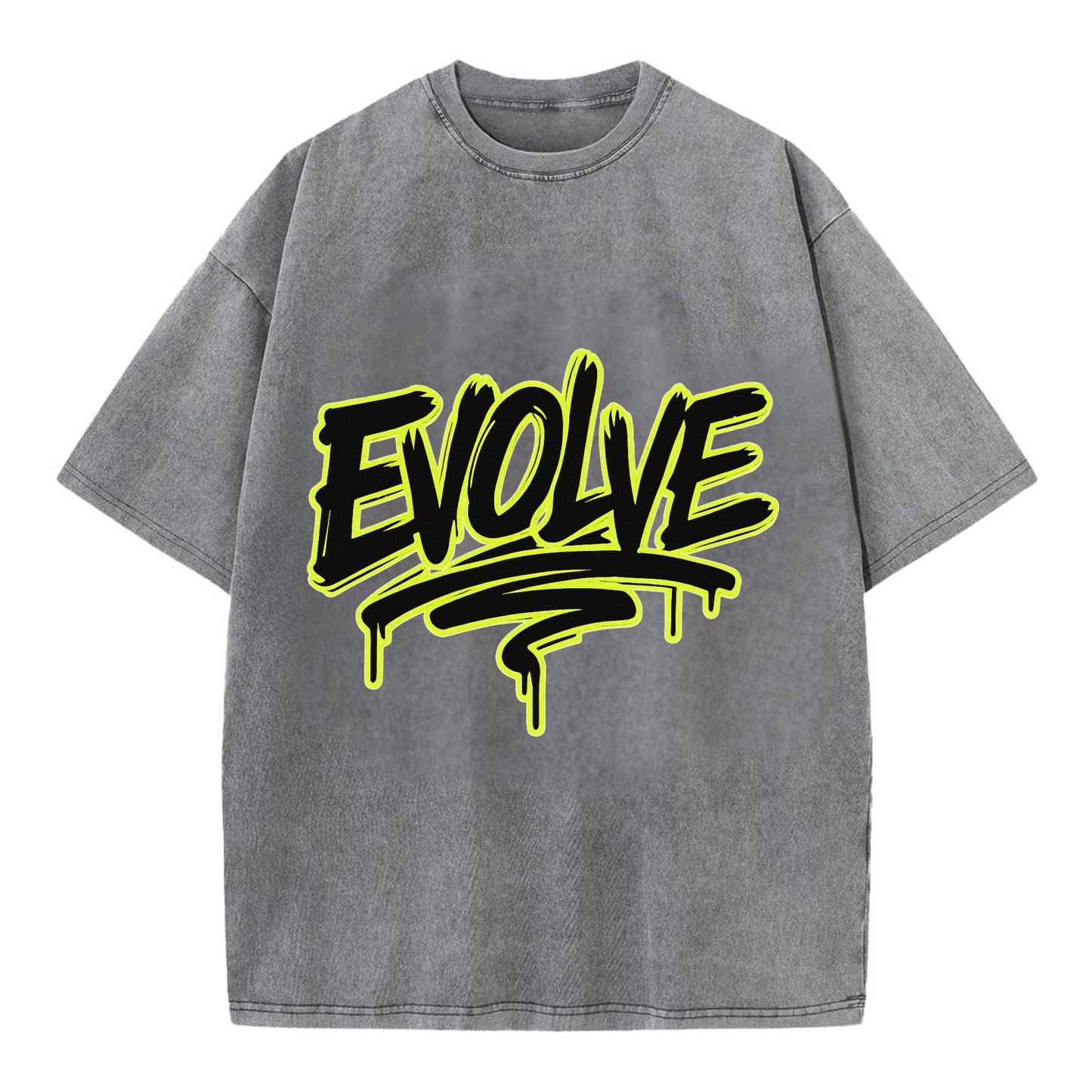 Bold typography design - "EVOLVE" - changing, becoming better - Vintage T-shirt - Grey