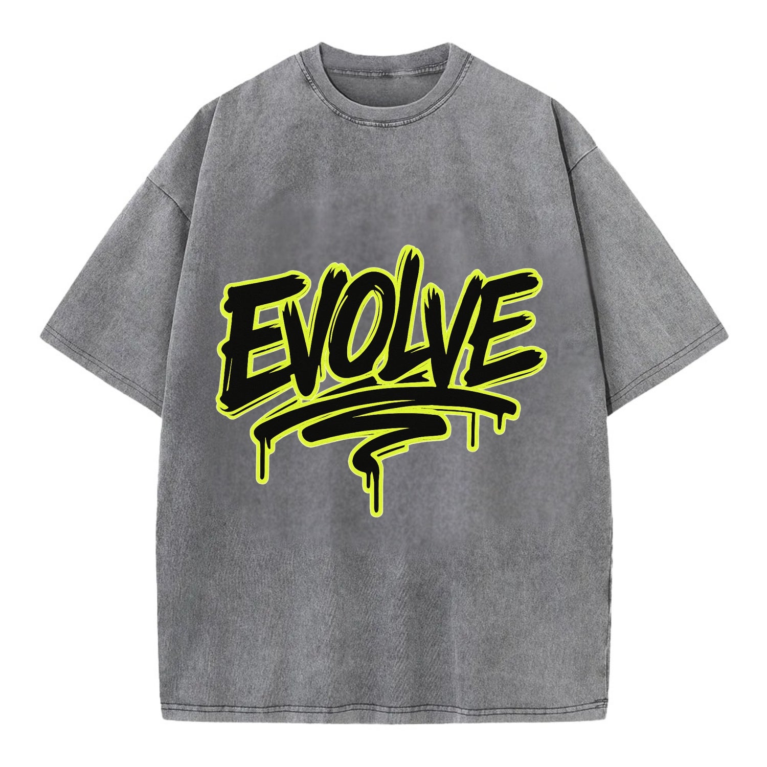 Bold typography design - "EVOLVE" - changing, becoming better - Vintage T-shirt - Grey