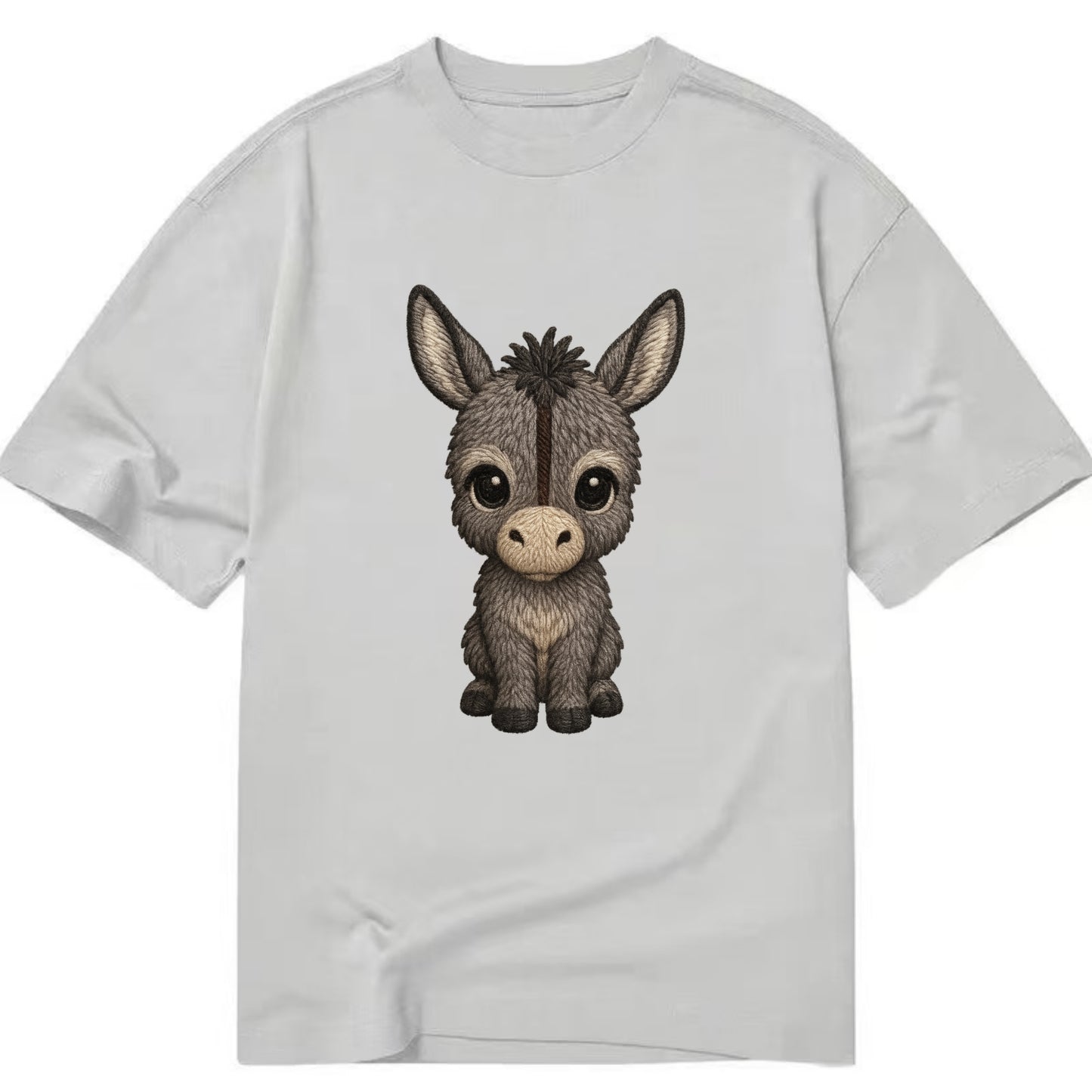 Baby Donkey Foal - gray fluffy, long ears, dark stripe, gentle eyes, - Classic T-shirt - Grey