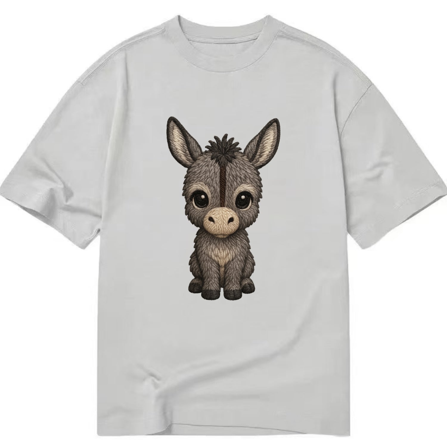 Baby Donkey Foal - gray fluffy, long ears, dark stripe, gentle eyes, - Classic T-shirt - Grey