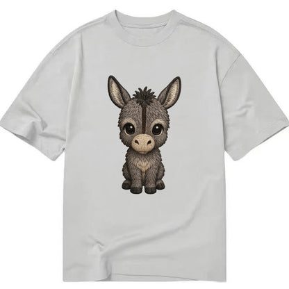 Baby Donkey Foal - gray fluffy, long ears, dark stripe, gentle eyes, - Classic T-shirt - Grey