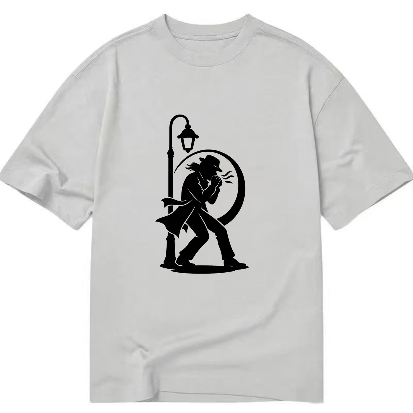 Blues harmonica player under streetlight - Classic T-shirt - Grey