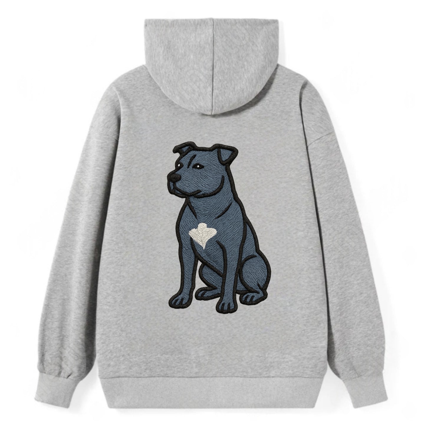 American Staffordshire Terrier - Blue embroidered design - Classic Pullover Hoodie - Grey