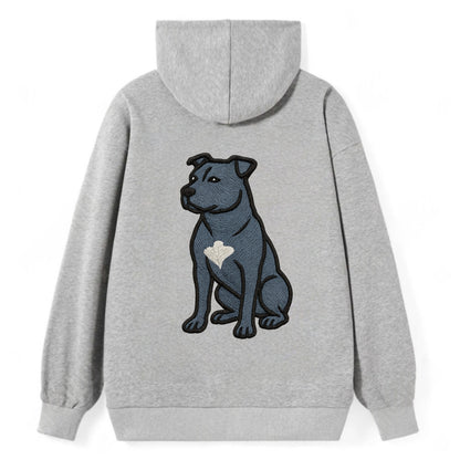 American Staffordshire Terrier - Blue embroidered design - Classic Pullover Hoodie - Grey