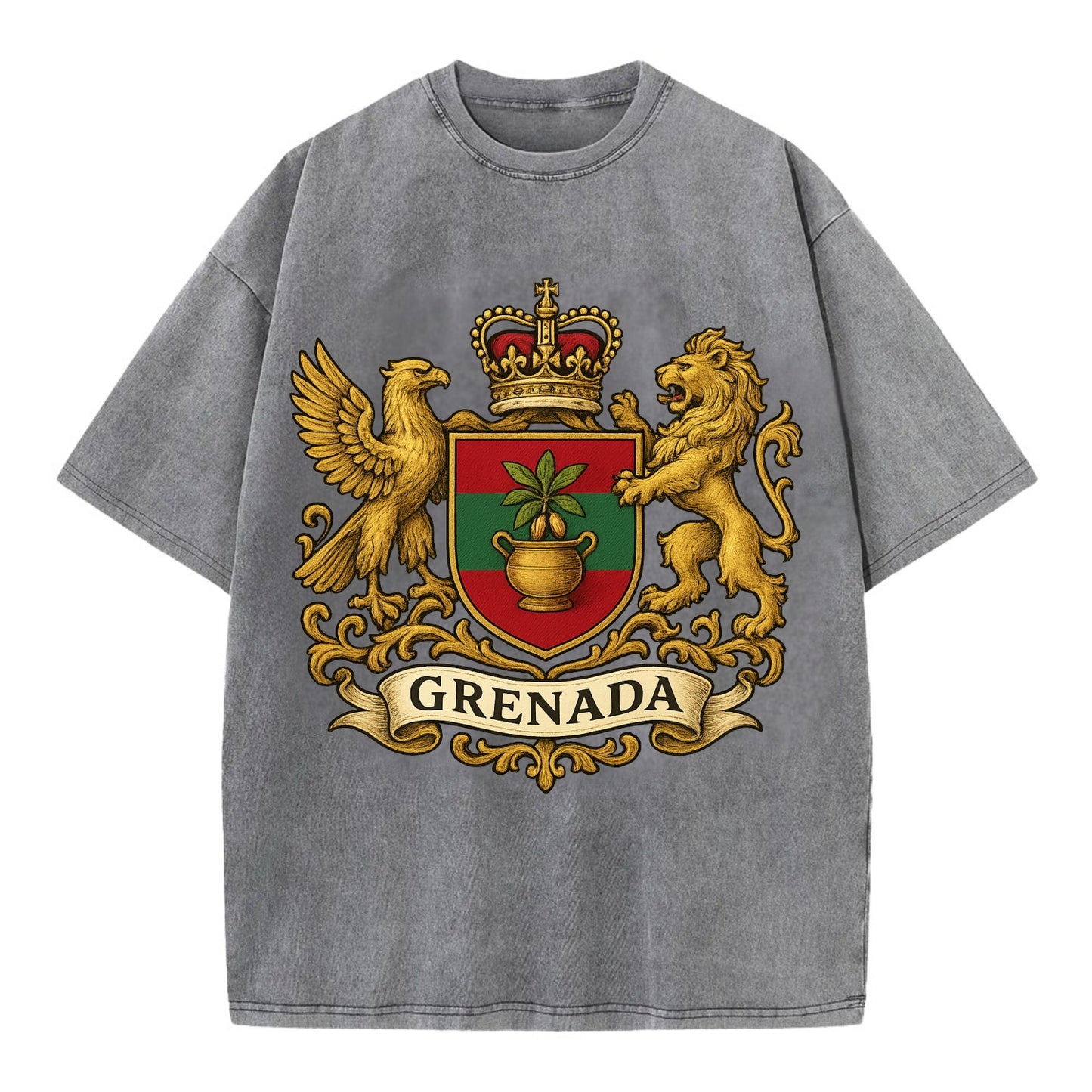 Grenada Heritage Badge  - Vintage T-shirt - Grey