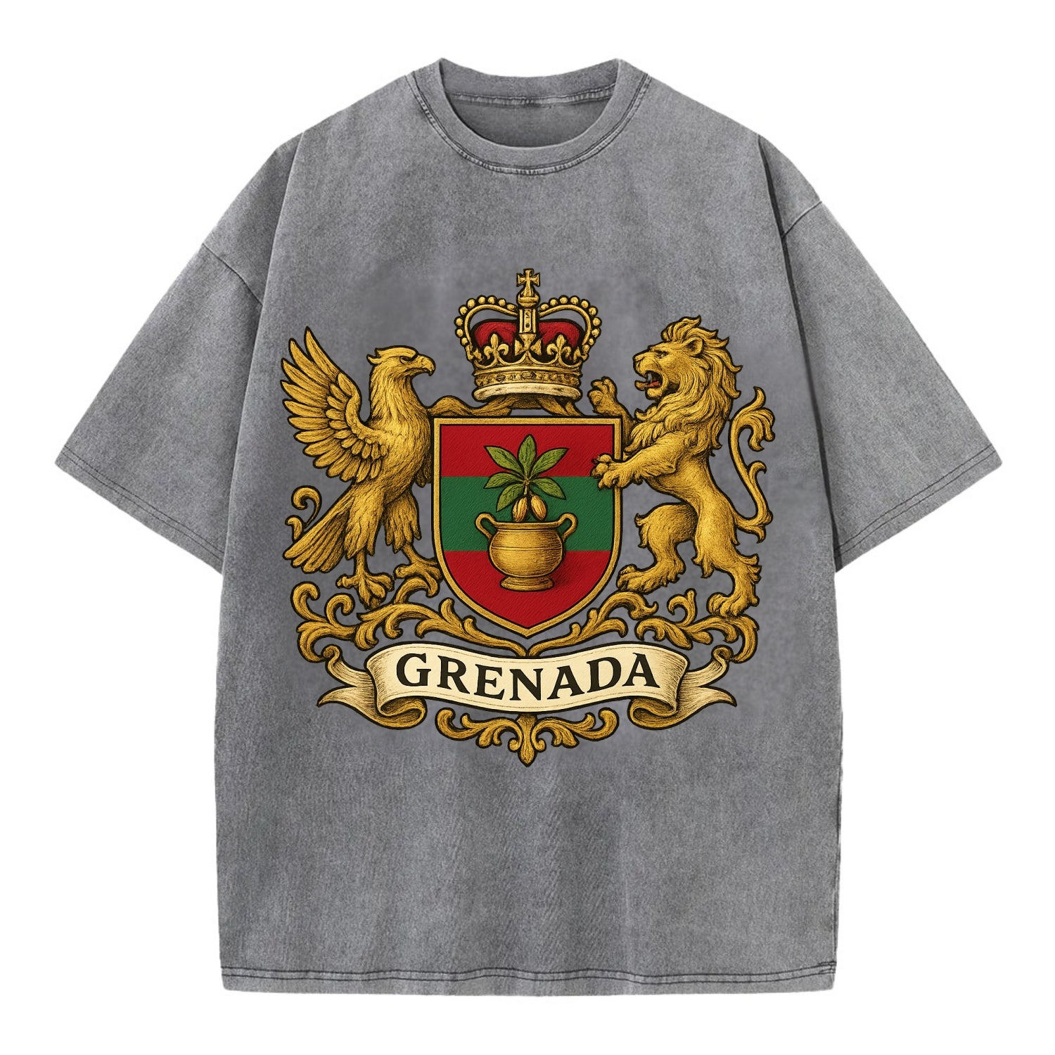 Grenada Heritage Badge  - Vintage T-shirt - Grey