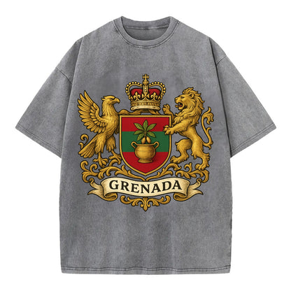 Grenada Heritage Badge  - Vintage T-shirt - Grey