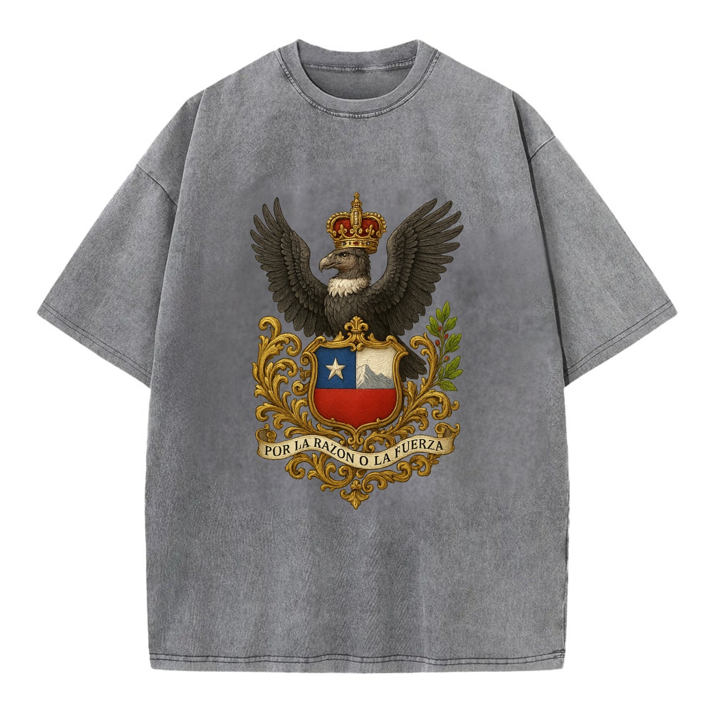 Chile Andean Condor Emblem  - Vintage T-shirt - Grey