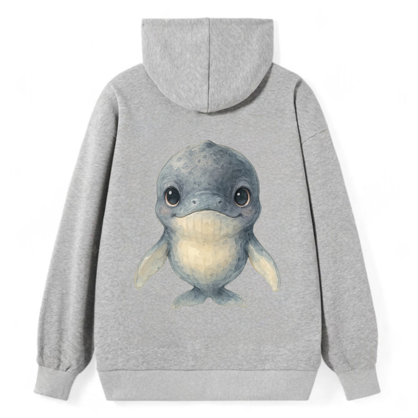Baby Humpback Whale - dark gray with white flippers, large gentle eyes, - Classic Pullover Hoodie - Grey