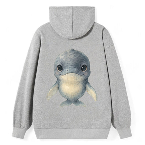 Baby Humpback Whale - dark gray with white flippers, large gentle eyes, - Classic Pullover Hoodie