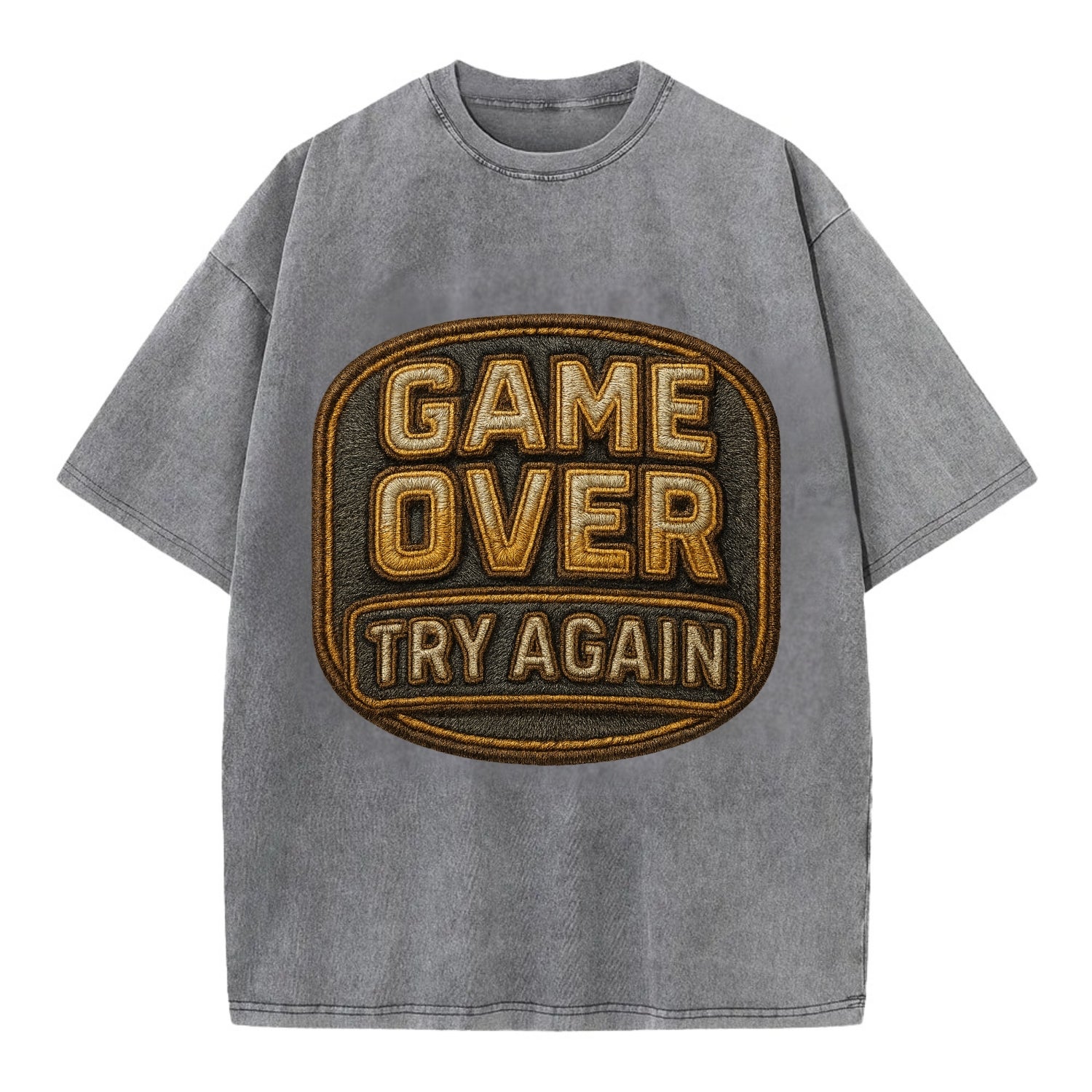 Game Over Try Again  - Vintage T-shirt - Grey