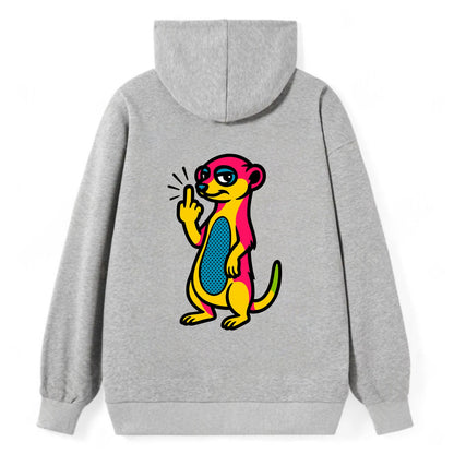 cute meerkat standing guard on hind legs, one front paw raised in sassy - Classic Pullover Hoodie - Grey