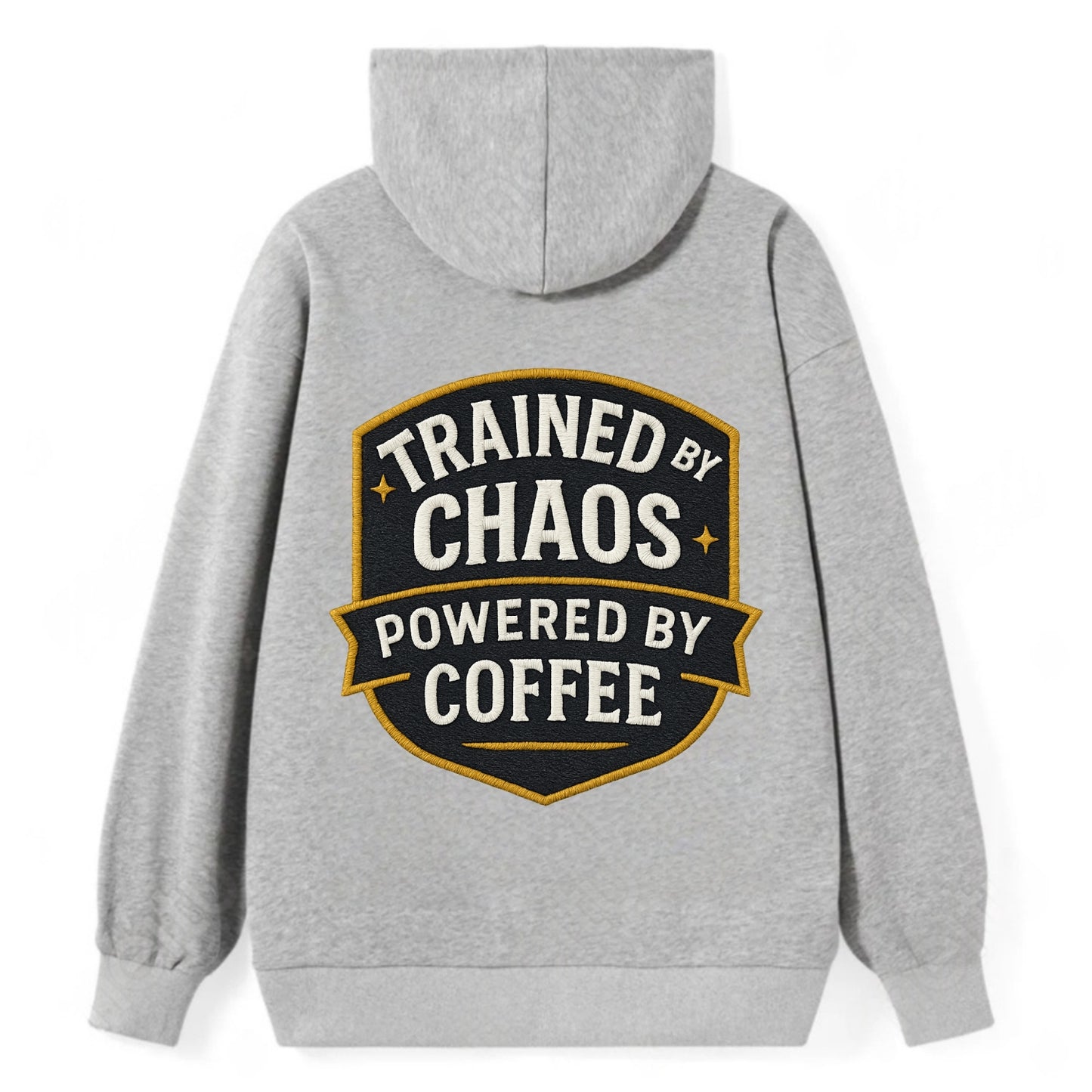 Trained by chaos, powered by coffee - Classic Pullover Hoodie - Grey
