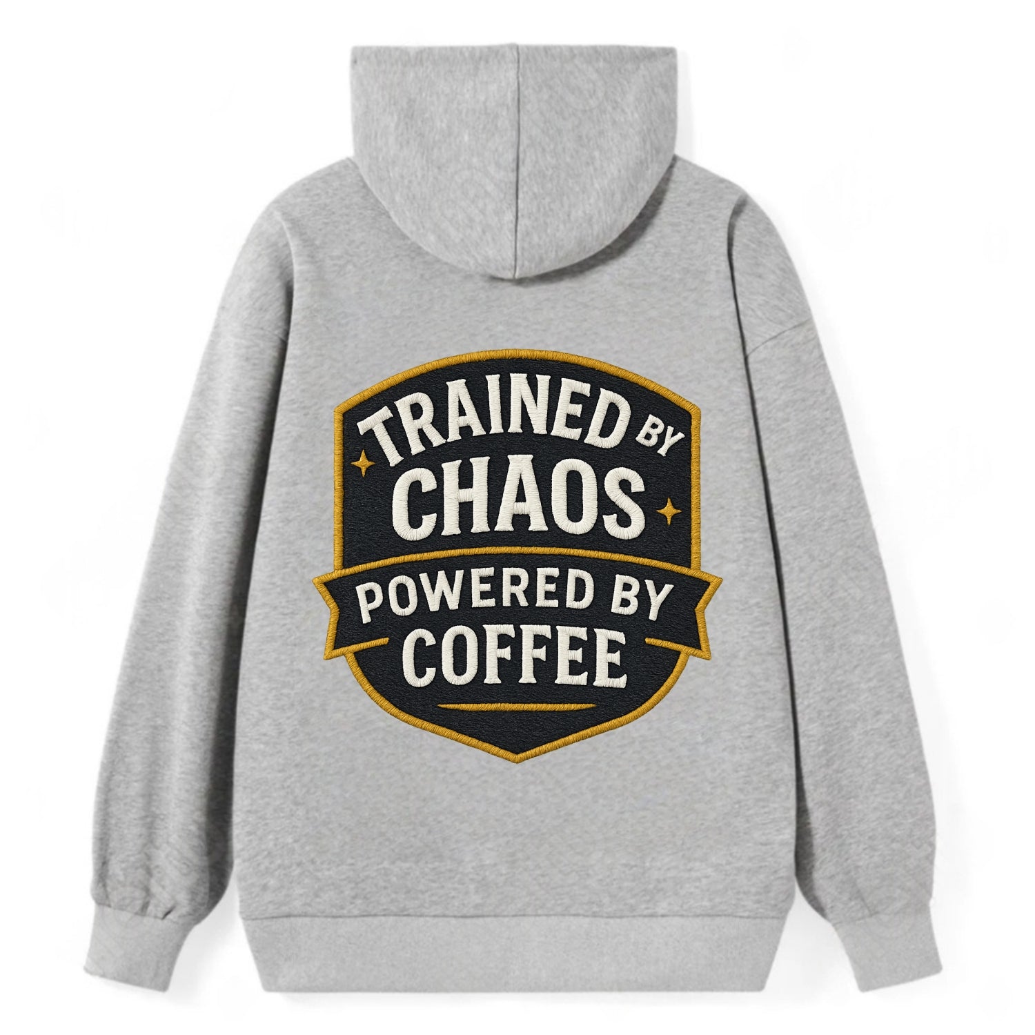 Trained by chaos, powered by coffee - Classic Pullover Hoodie - Grey