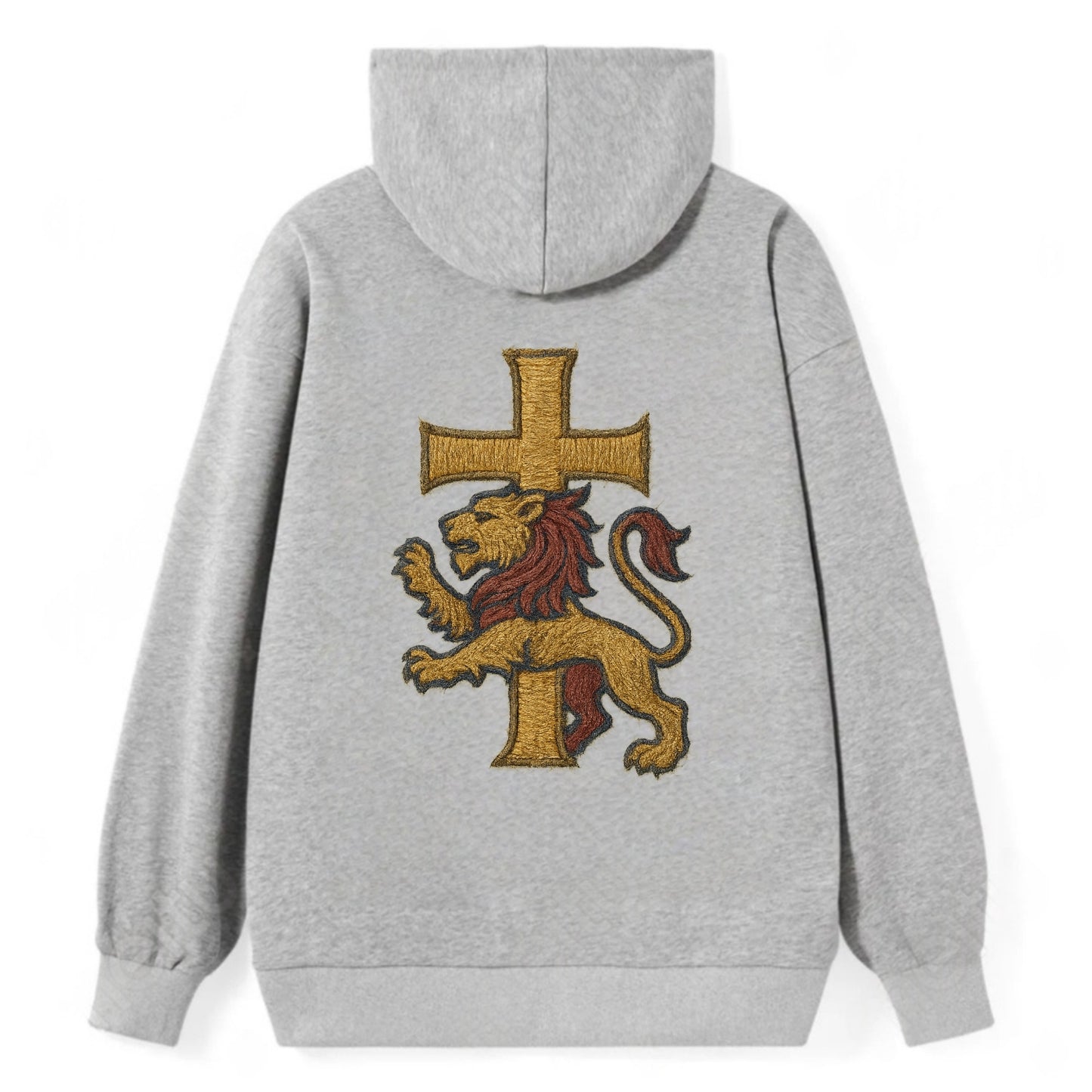 Lion and Cross  - Classic Pullover Hoodie - Grey
