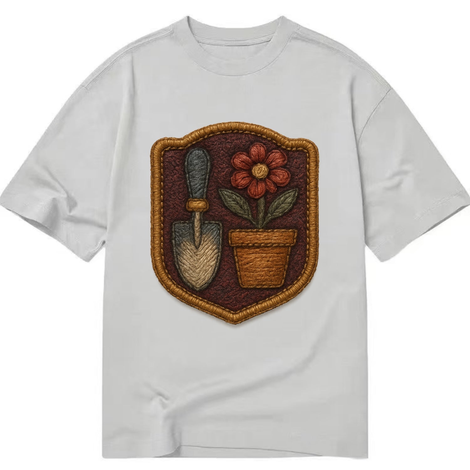 Garden trowel with flower pot - gardener badge - Classic T-shirt - Grey
