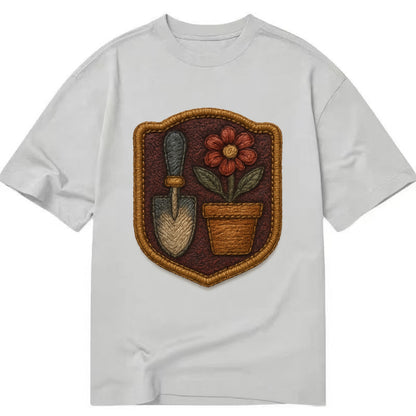 Garden trowel with flower pot - gardener badge - Classic T-shirt - Grey